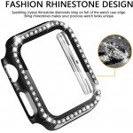 Wholesale Crystal Diamond Rhinestone Case with Built In Tempered Glass Screen Protector for Apple Watch Series 6/5/4/SE [40mm] (Black)